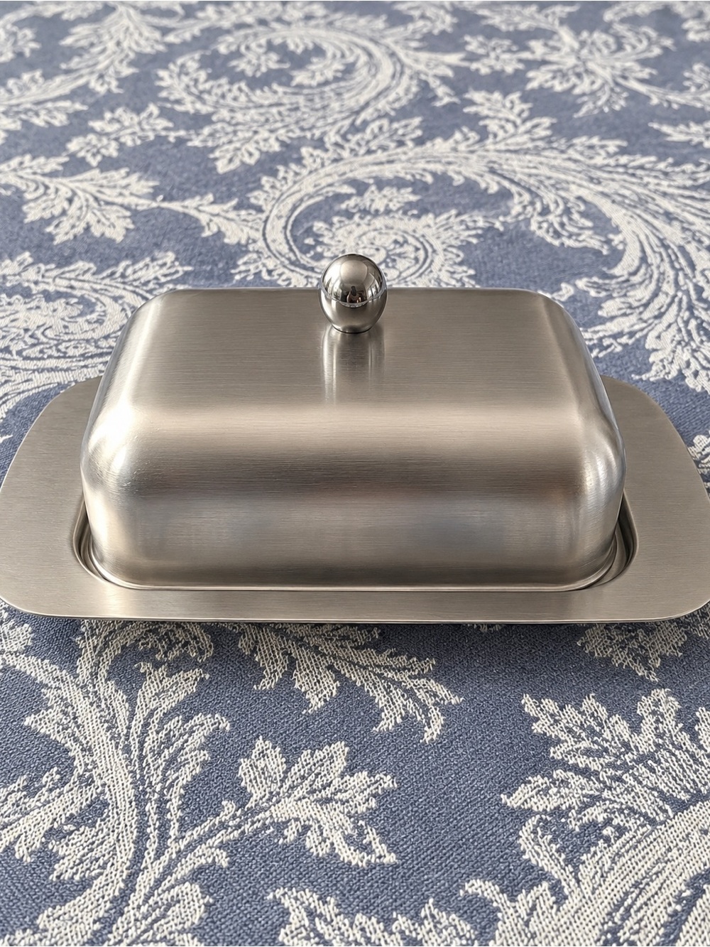 Brushed Stainless Steel Butter Dish with Lid